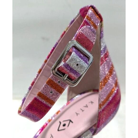 NEW in box Katy Perry Collection The Melly Pink Quartz Glitter Stripe Heels - Picture 4 of 6